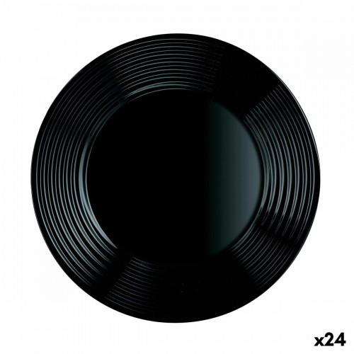 Flat plate Luminarc Harena Black Glass (25 cm) (24 Units) image 1