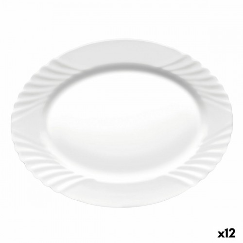 Serving Platter Bormioli Rocco Ebro Oval White Glass (36 cm) (12 Units) image 1