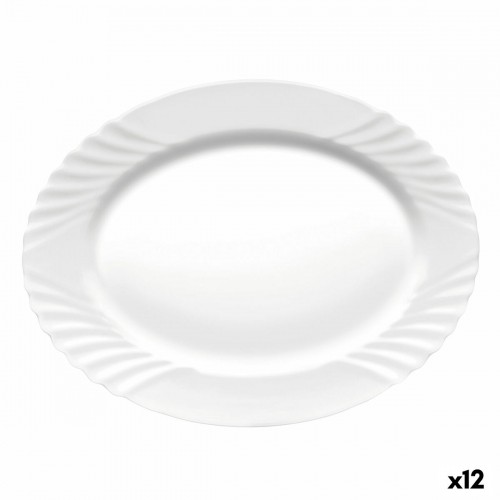 Pasniegšanas Plate Bormioli Rocco Ebro Ovāls Balts Stikls (36 cm) (12 gb.) image 1