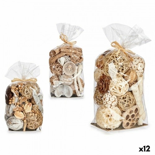 Bag Decorative Balls 18 x 34 x 14 cm Brown White (12 Units) image 1