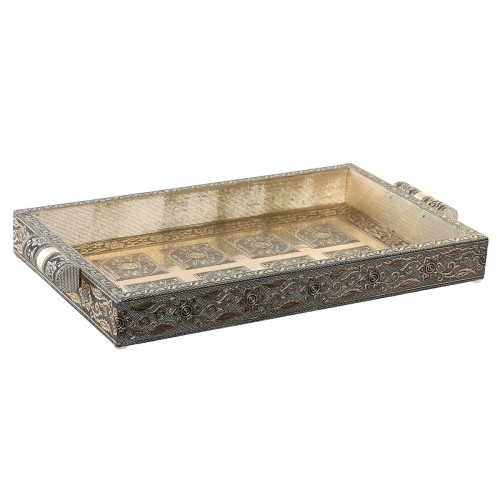 Tray DKD Home Decor Champagne Wood Metal 36 x 22 x 4 cm image 1