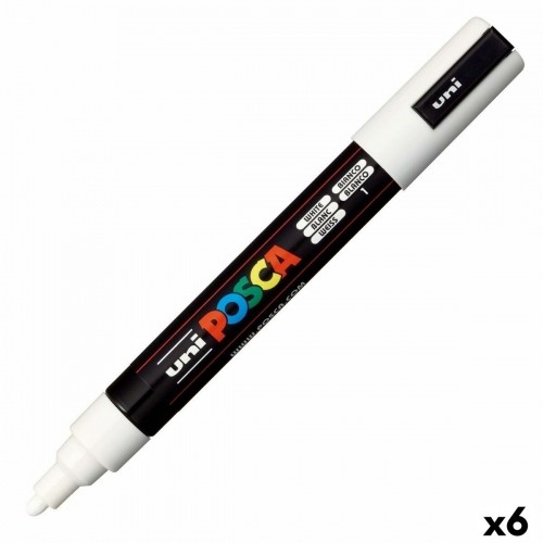 Felt-tip pens POSCA PC-5M White (6 Units) image 1