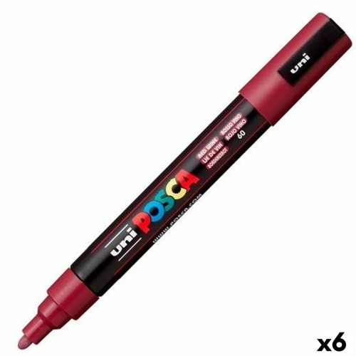 Marķieris POSCA PC-3M Wine Sarkans (6 gb.) image 1