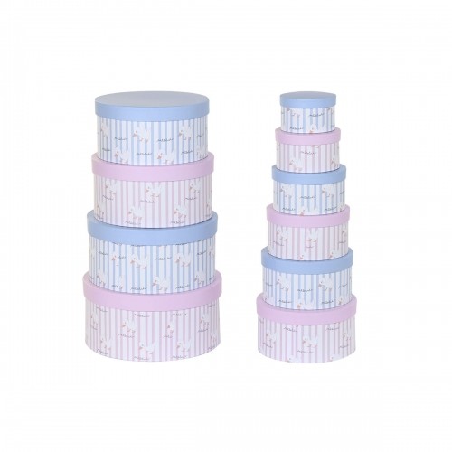 Набор штабелируемых органайзеров DKD Home Decor Синий Розовый Картон (37,5 x 37,5 x 18 cm) image 1