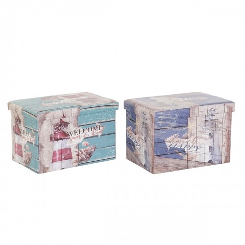 Multi-use Box DKD Home Decor 59 x 40 x 40 cm Polyurethane Multicolour Cardboard Mediterranean (2 Units) image 1