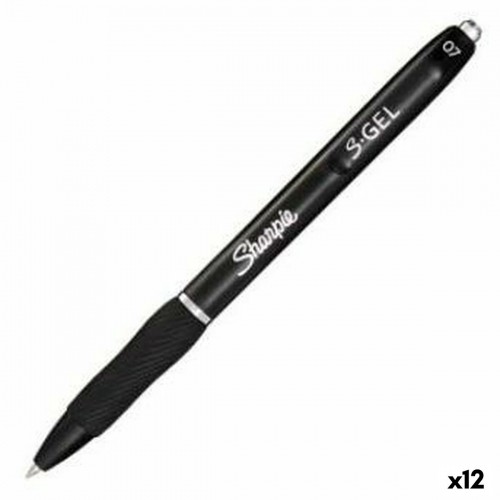 Gela pildspalva Sharpie S-Gel Ievelkams Melns 0,7 mm (12 gb.) image 1