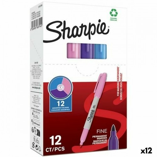 Постоянный маркер Sharpie Фиолетовый Розовый бирюзовый 0,9 mm (12 штук) image 1