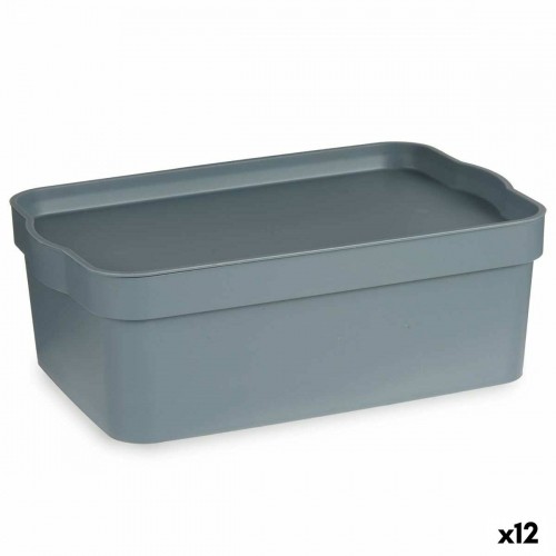 Kipit Uzglabāšanas Kaste ar Vāku Pelēks Plastmasa 6 L (21,5 x 11 x 32 cm) (12 gb.) image 1