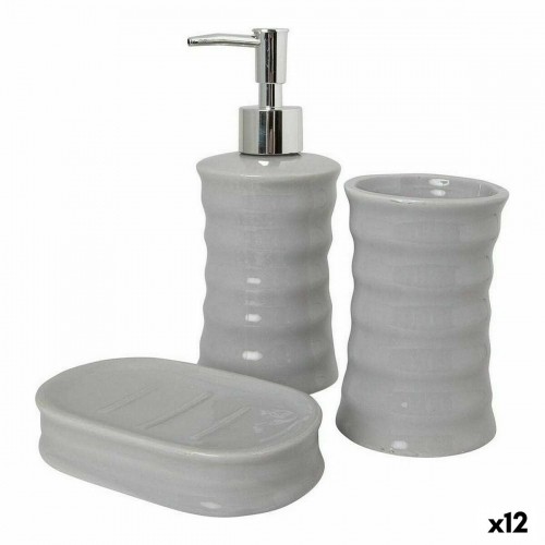 Berilo Набор для ванной Волны Керамика Серый Металл (12 штук) image 1