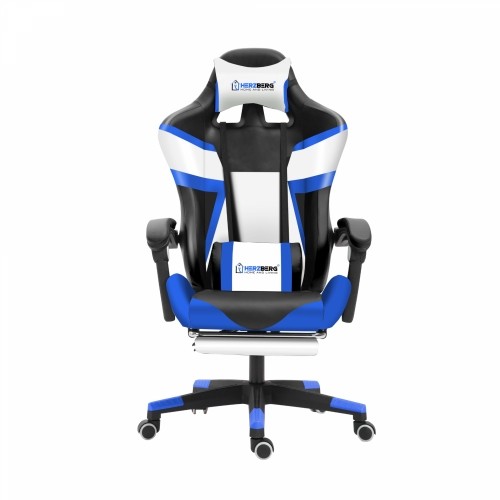 Herzberg Home & Living Herzberg HG-8082: Tri-color Gaming and Office Chair with T-shape Accent Blue image 1