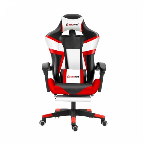 Herzberg Home & Living Herzberg HG-8082: Tri-color Gaming and Office Chair with T-shape Accent Red image 1