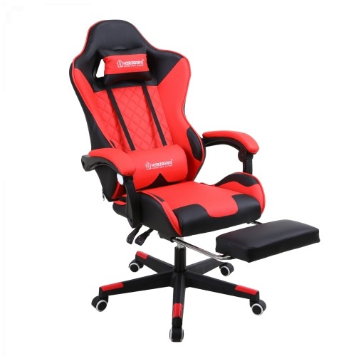 Herzberg Home & Living Herzberg Gaming and Office Chair with Retractable Footrest Red image 1
