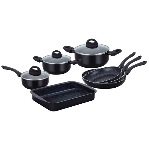 Herzberg Cooking Herzberg 10 Pieces Marble Coated Cookware Set - Black image 1