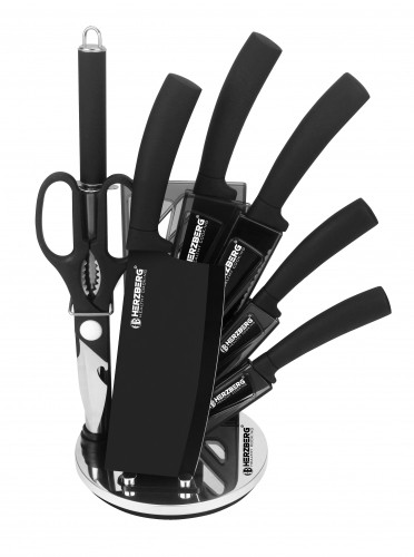 Herzberg Cooking Herzberg 8 Pieces Knife Set with Acrylic Stand-Black image 1
