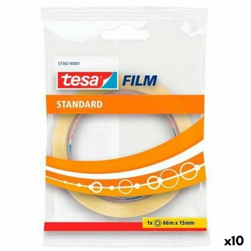 Adhesive Tape TESA Standard 66 m 15 mm Transparent (10 Units) image 1