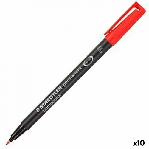 Permanentais marķieris Staedtler Lumocolor 318-2 F Sarkans 0,6 mm (10 gb.) image 1