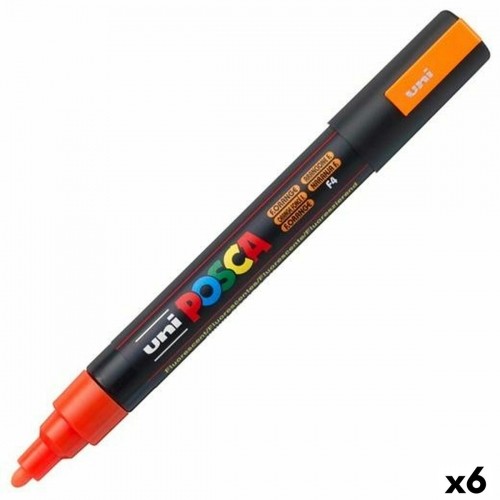 Felt-tip pens POSCA PC-5M Bullet fluoride Orange (6 Units) image 1