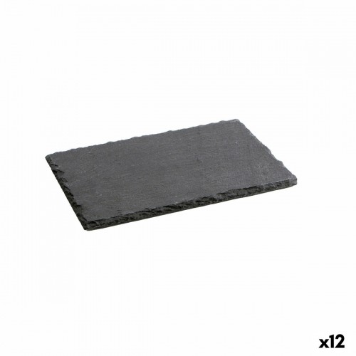 Slate Effect Ceramic Tray Quid Gastro Fun Black (22 x 14 cm) (12 Units) image 1