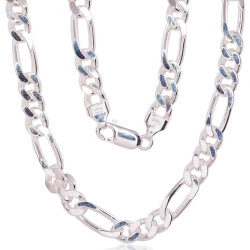 Серебряная цепочка Фигаро 7 мм, алмазная обработка граней #2400142, Серебро 925°, длина: 55 см, 37.1 гр. image 1