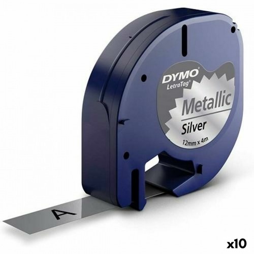 Ламинированная лента для фломастеров Dymo 91208 LetraTag® Чёрный Серебряный 12 mm (10 штук) image 1