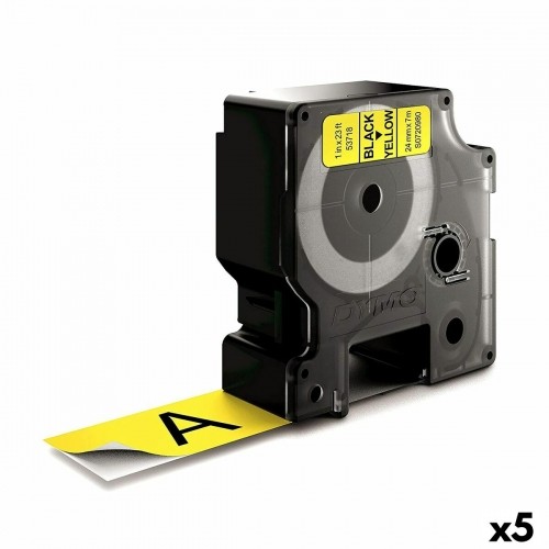 Ламинированная лента для фломастеров Dymo D1 53718 24 mm LabelManager™ Чёрный Жёлтый (5 штук) image 1