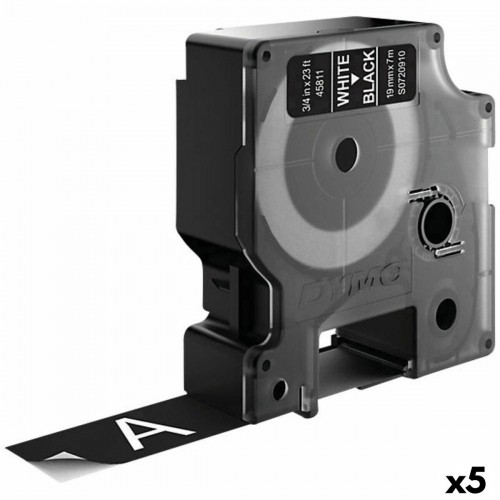 Ламинированная лента для фломастеров Dymo D1 45811 LabelManager™ Чёрный Белый 19 mm (5 штук) image 1