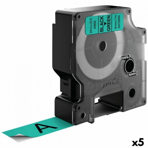 Ламинированная лента для фломастеров Dymo D1 45809 LabelManager™ Чёрный Зеленый 19 mm (5 штук) image 1