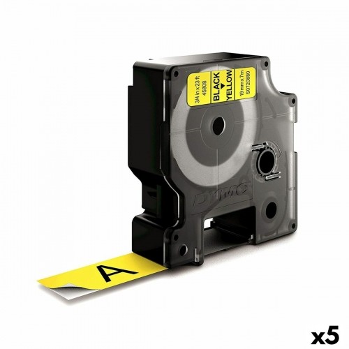 Ламинированная лента для фломастеров Dymo D1-19 45808 LabelManager™ Чёрный Жёлтый 19 mm (5 штук) image 1