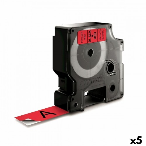 Laminated Tape for Labelling Machines Dymo D1 45807 LabelManager™ Black Red (5 Units) image 1