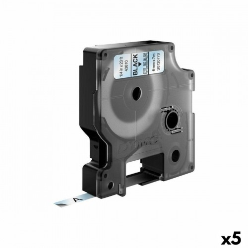 Laminēta lente iekārtu marķēšanai Dymo D1 43610 LabelManager™ Melns Caurspīdīgs 6 mm (5 gb.) image 1