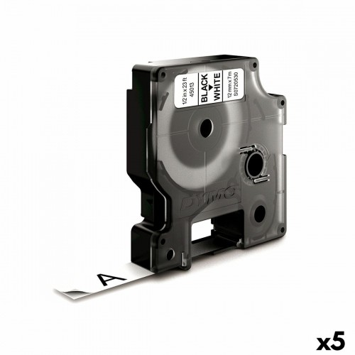 Laminēta lente iekārtu marķēšanai Dymo D1 45013 LabelManager™ Balts 12 mm Melns (5 gb.) image 1