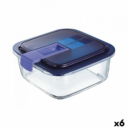 Hermetic Lunch Box Luminarc Easy Box Blue Glass (6 Units) (1,22 L) image 1