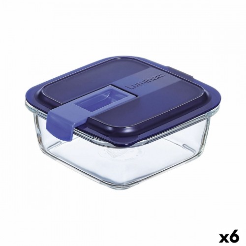 Hermetic Lunch Box Luminarc Easy Box Blue Glass (760 ml) (6 Units) image 1