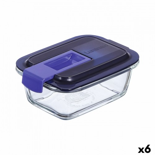 Hermetic Lunch Box Luminarc Easy Box Blue Glass (380 ml) (6 Units) image 1