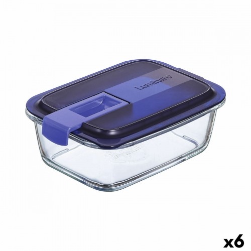 Герметичная коробочка для завтрака Luminarc Easy Box Синий Cтекло (6 штук) (820 ml) image 1