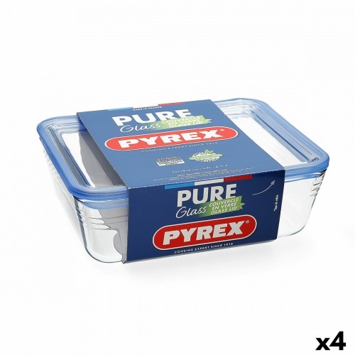 Hermetic Lunch Box Pyrex Pure Glass Transparent Glass (2,6 L) (4 Units) image 1