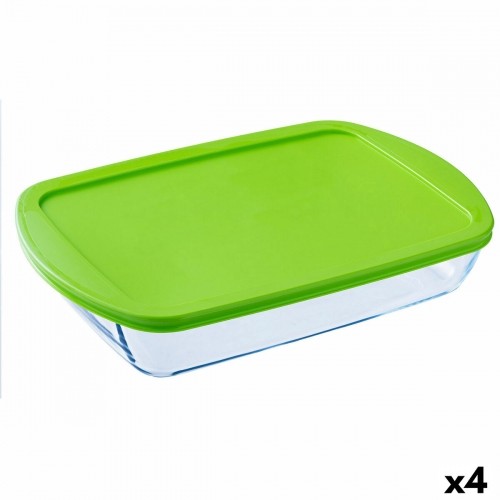 Прямоугольная коробочка для завтрака с крышкой Pyrex Cook & store Прозрачный Силикон Cтекло (4,5 L) (4 штук) image 1