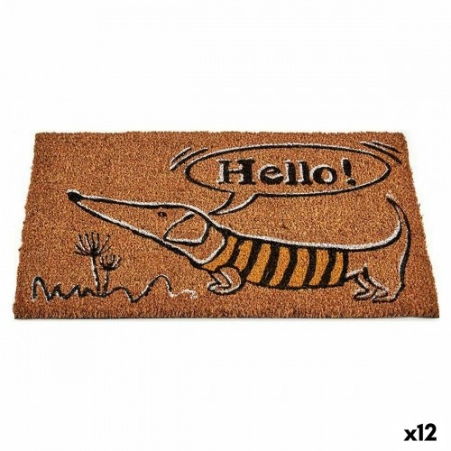 Doormat Dog Natural Black Yellow Coconut Fibre (40 x 1,5 x 60 cm) (12 Units) image 1