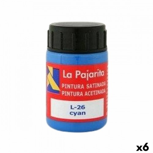 Tempera La Pajarita Cyan L-26 6 Pieces School Satin finish Blue image 1