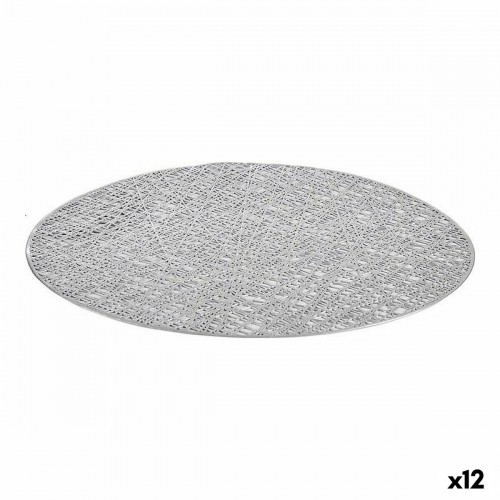 Table Mat Silver Plastic (Ø 38 cm) (12 Units) image 1