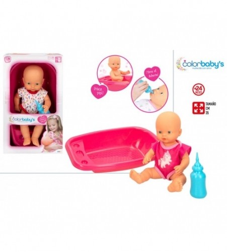 Color Baby Кукла малыш с бутылочкой и ванночкой 35 CM 24+ CB43995 image 1