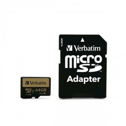 Micro SD Memory Card with Adaptor Verbatim Pro+ 64 GB image 1