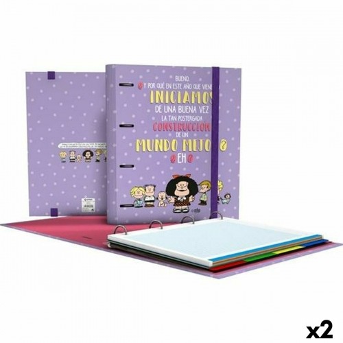 Ring binder Mafalda Carpebook Lilac A4 (2 Units) image 1