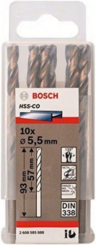 Bosch metal twist drill HSS-Co, DIN 338, 5.5mm (10 pieces, working length 57mm) image 1