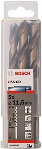 Bosch Metal twist drill HSS-Co, DIN 338,  11.5mm (5 pieces, working length 94mm) image 1