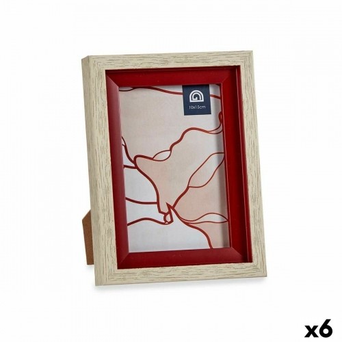 Photo frame Crystal Red Wood Brown Plastic (13,5 x 18,8 x 2 cm) (6 Units) image 1