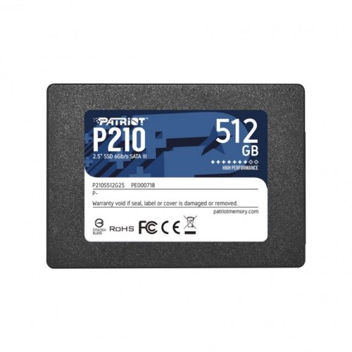 Patriot  
         
       SSD||P210|512GB|SATA 3.0|Write speed 430 MBytes/sec|Read speed 520 MBytes/sec|2,5"|TBW 240 TB|P210S512G25 image 1