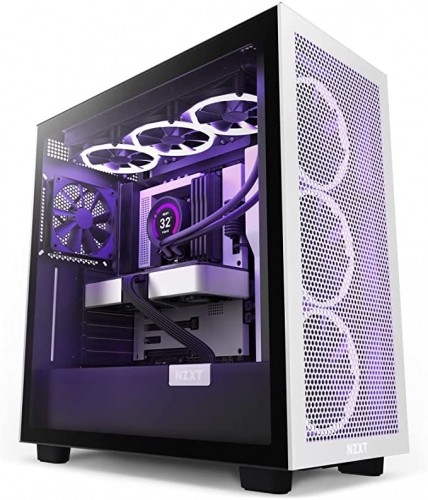 NZXT H7 Flow Iconic tower case, tempered glass, black/white - window image 1