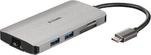 D-Link DUB-M810 8 - In - 1 USB - C Hub, docking station (grey, HDMI, USB-C PD, RJ-45) image 1