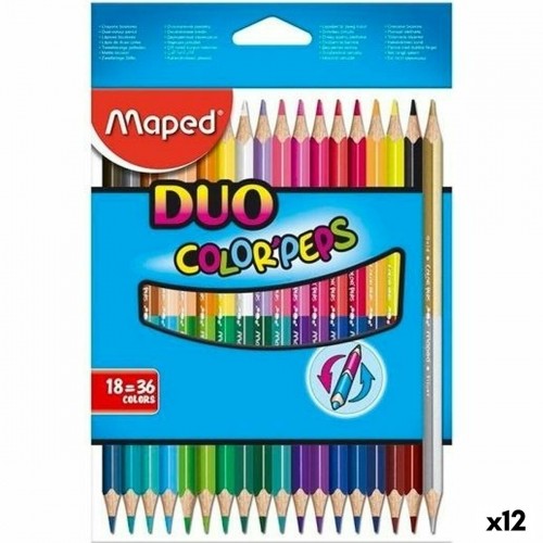 Цветные карандаши Maped Duo Color' Peps	 Разноцветный 18 Предметы Двойной (12 штук) image 1